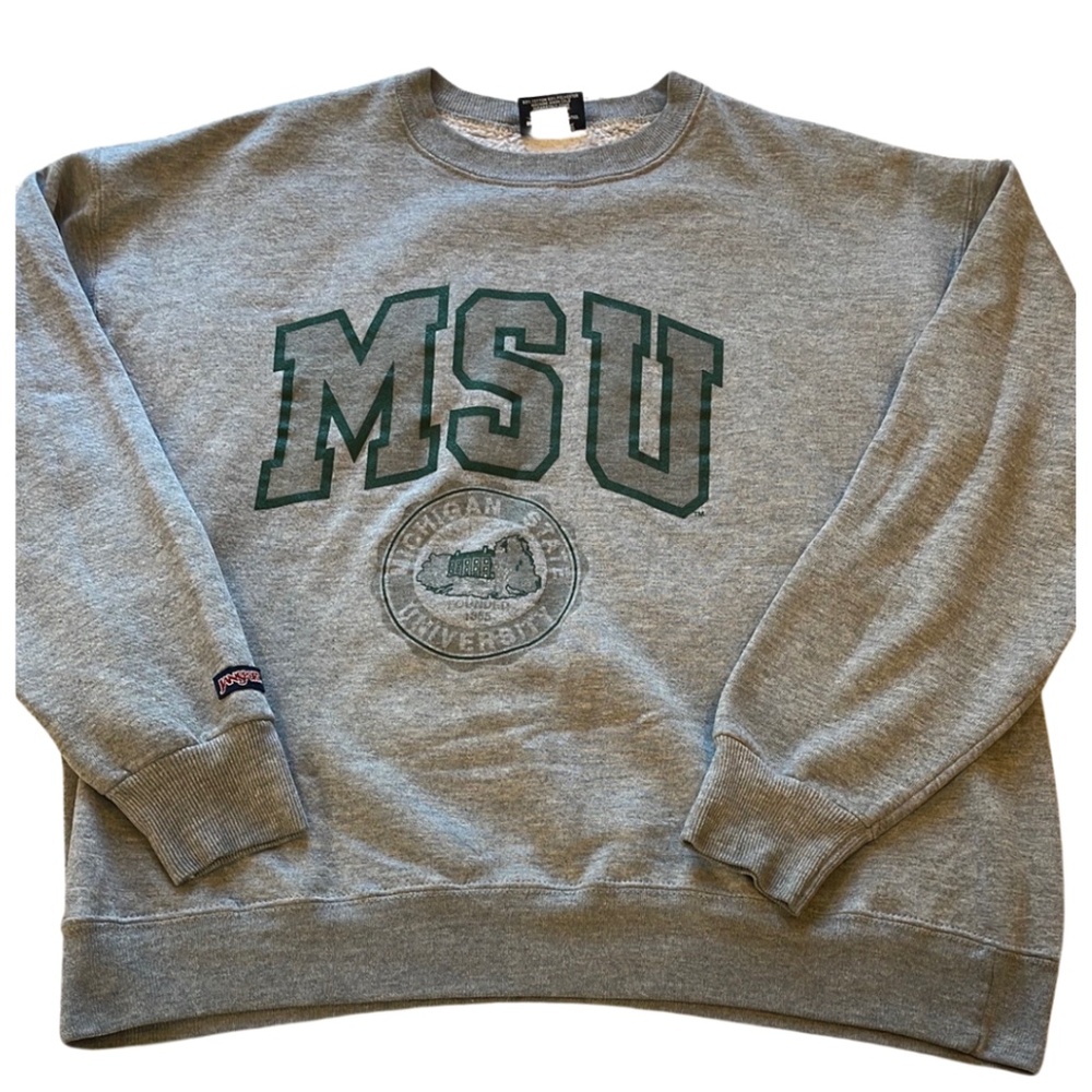 Jansport Gray MSU Sweatshirt with Green Logo